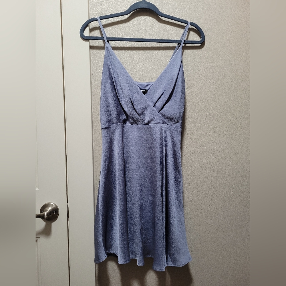 Express satin fit and flare dress